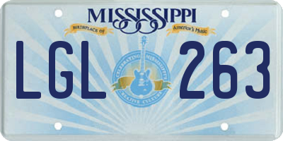 MS license plate LGL263