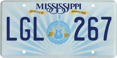 MS license plate LGL267