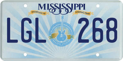 MS license plate LGL268
