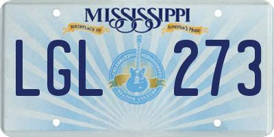 MS license plate LGL273