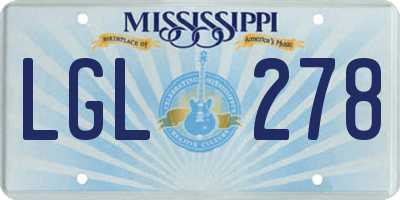 MS license plate LGL278