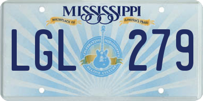 MS license plate LGL279