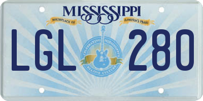 MS license plate LGL280