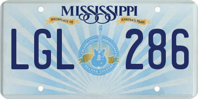 MS license plate LGL286