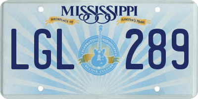 MS license plate LGL289