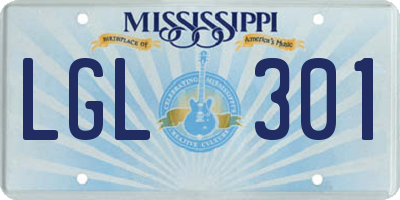 MS license plate LGL301
