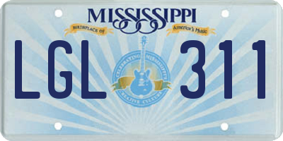 MS license plate LGL311