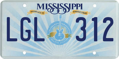 MS license plate LGL312