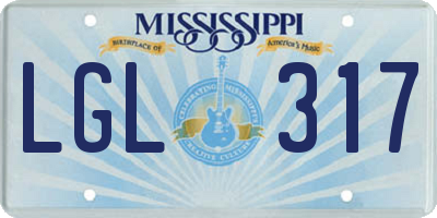 MS license plate LGL317