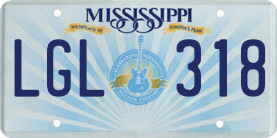 MS license plate LGL318
