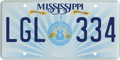 MS license plate LGL334