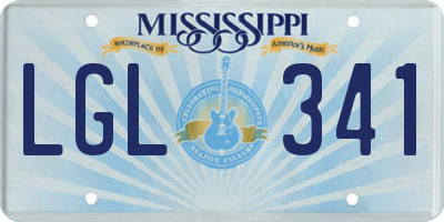 MS license plate LGL341