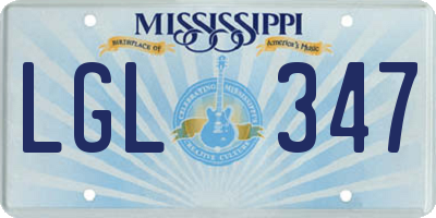MS license plate LGL347