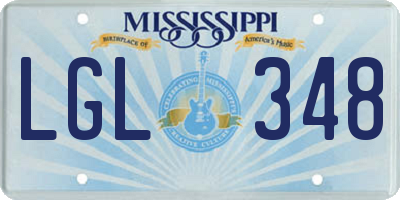 MS license plate LGL348