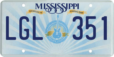 MS license plate LGL351