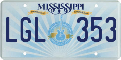 MS license plate LGL353