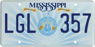 MS license plate LGL357