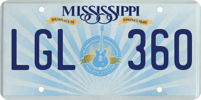 MS license plate LGL360