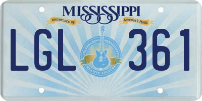 MS license plate LGL361