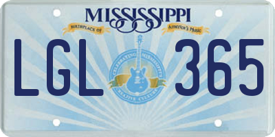 MS license plate LGL365