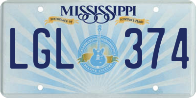 MS license plate LGL374