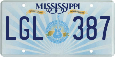 MS license plate LGL387