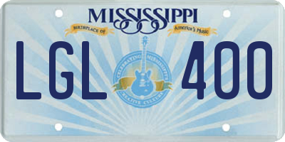 MS license plate LGL400