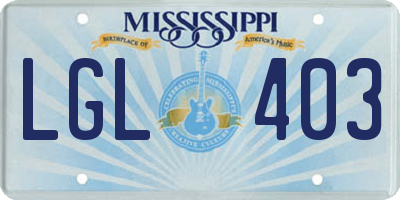 MS license plate LGL403
