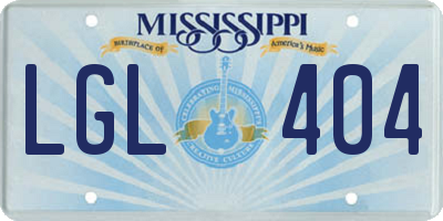 MS license plate LGL404