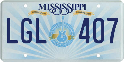 MS license plate LGL407