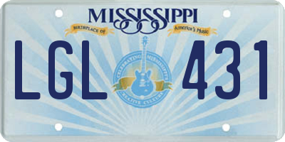 MS license plate LGL431