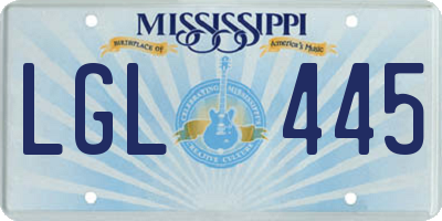 MS license plate LGL445