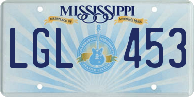 MS license plate LGL453