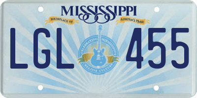 MS license plate LGL455