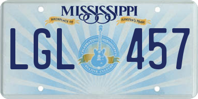 MS license plate LGL457