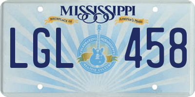 MS license plate LGL458