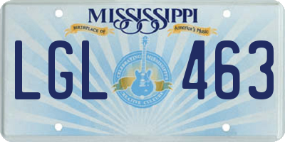 MS license plate LGL463