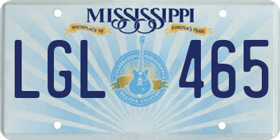 MS license plate LGL465