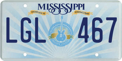 MS license plate LGL467