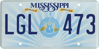 MS license plate LGL473