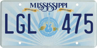 MS license plate LGL475