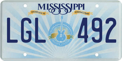 MS license plate LGL492