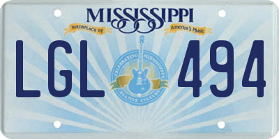 MS license plate LGL494