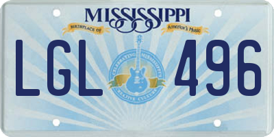 MS license plate LGL496