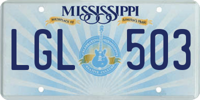 MS license plate LGL503