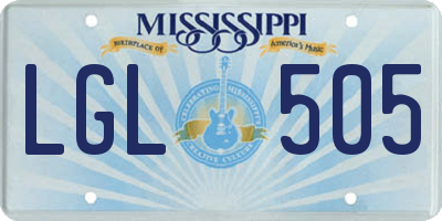 MS license plate LGL505