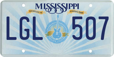 MS license plate LGL507