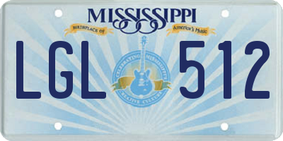 MS license plate LGL512