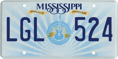 MS license plate LGL524