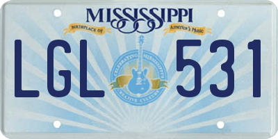 MS license plate LGL531
